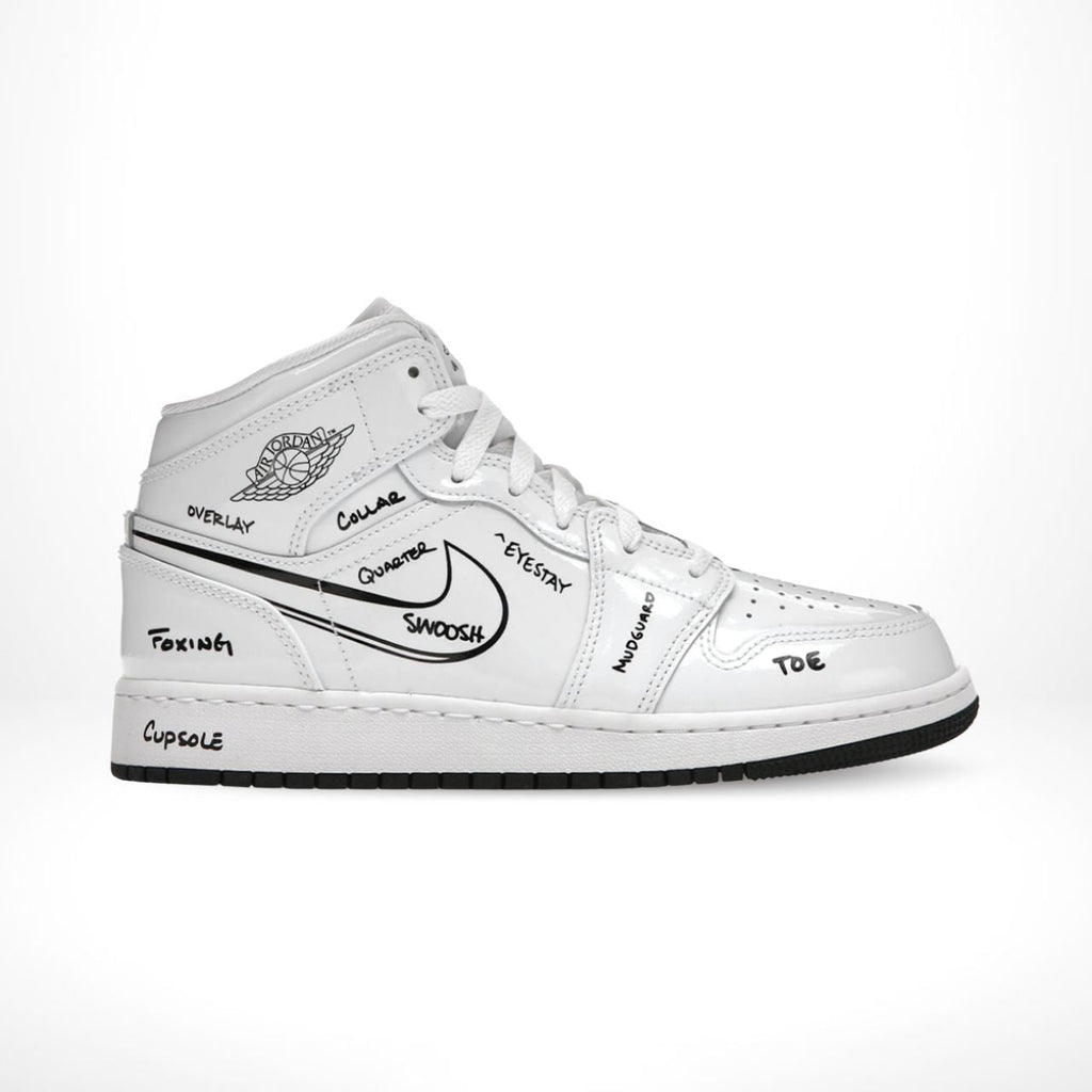 Air Jordan 1 Mid Schematic White Black